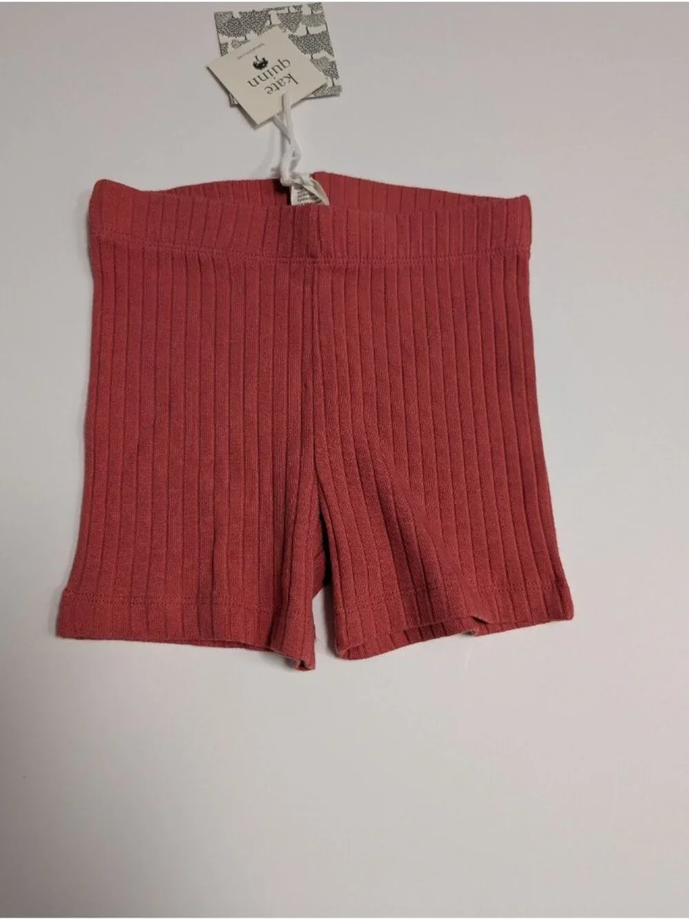 Kate Quinn Organic Cotton Wide Rib Faded Rose 5Y Bike Shorts Red Pink